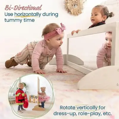 Baby using Double-Sided Bi-Directional Mirror