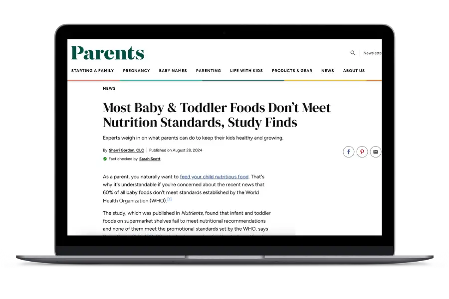 Parenting article feature in laptop