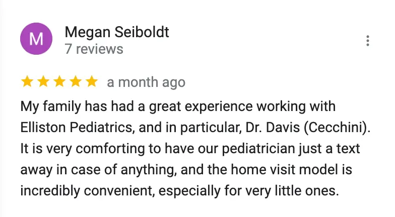 Screenshot google testimonial from Megan