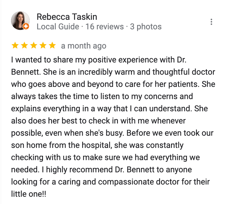 Screenshot google testimonial from Rebecca