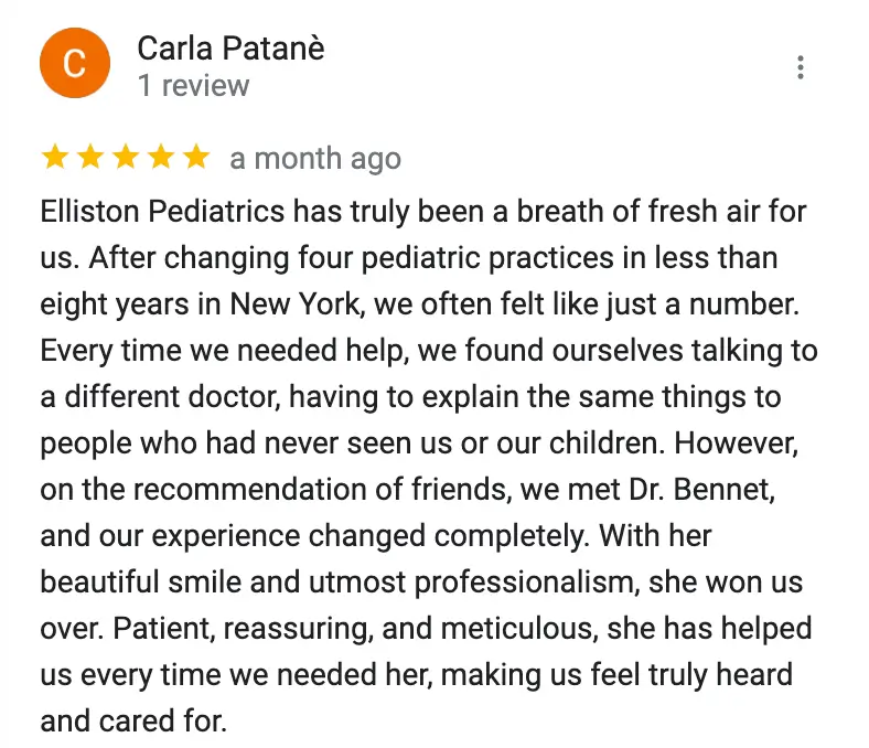 Screenshot google testimonial from Carla