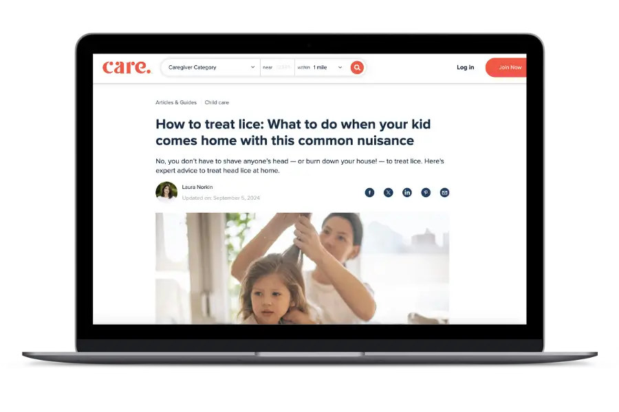 Care article feature in laptop